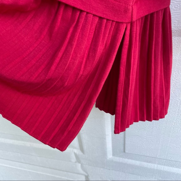 J Jill Womens Shirt Tunic Red Pleated Hem Pullover Long Sleeve Vented Large - Picture 9 of 9